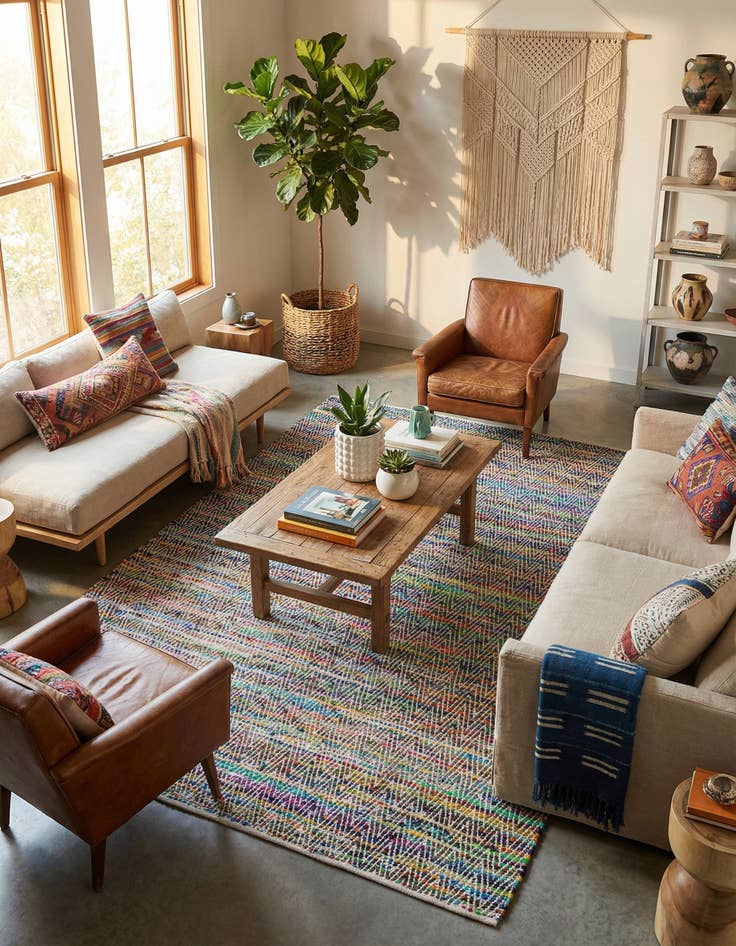 Detail image of 9' x 12' Hand Woven Chindi Chevron Rug