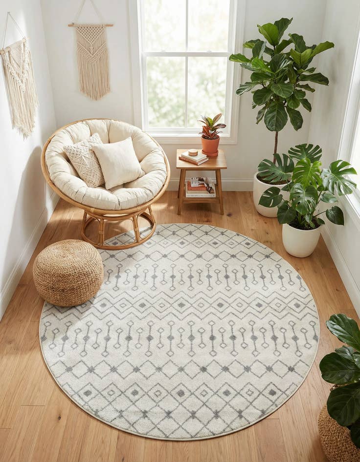 Detail image of 7' 10 x 7' 10 Moroccan Trellis Round Rug