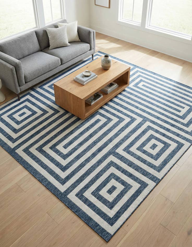 Detail image of  10' x 10'  Washable Modern Indoor / Outdoor Square Rug