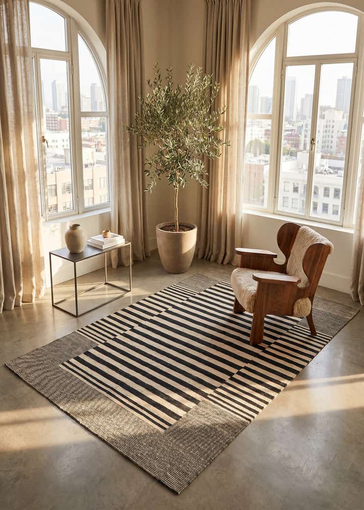 4' 2 x 5' 9 Hand Woven Kilim Modern Wool Rug