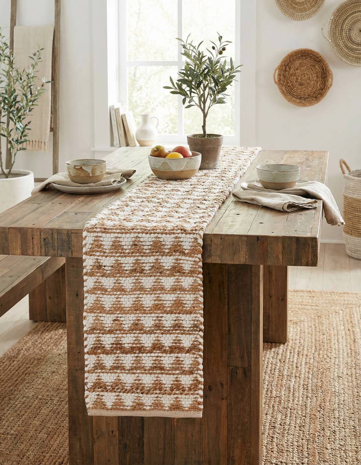 Detail image of 1' 2 x 5' 1  Hand Woven Chindi Jute Table Runner Rug