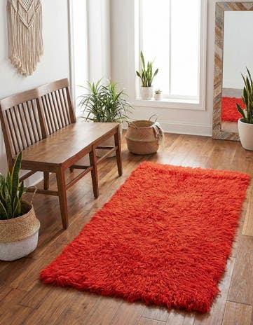 2' 4 x 4' 9 Hand Knotted Moroccan Wool Runner Rug