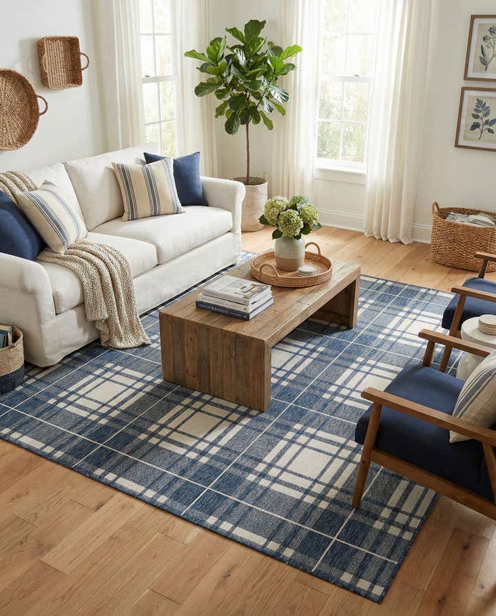 10' x 10' Easy-Clean Checkered Indoor / Outdoor Square Rug