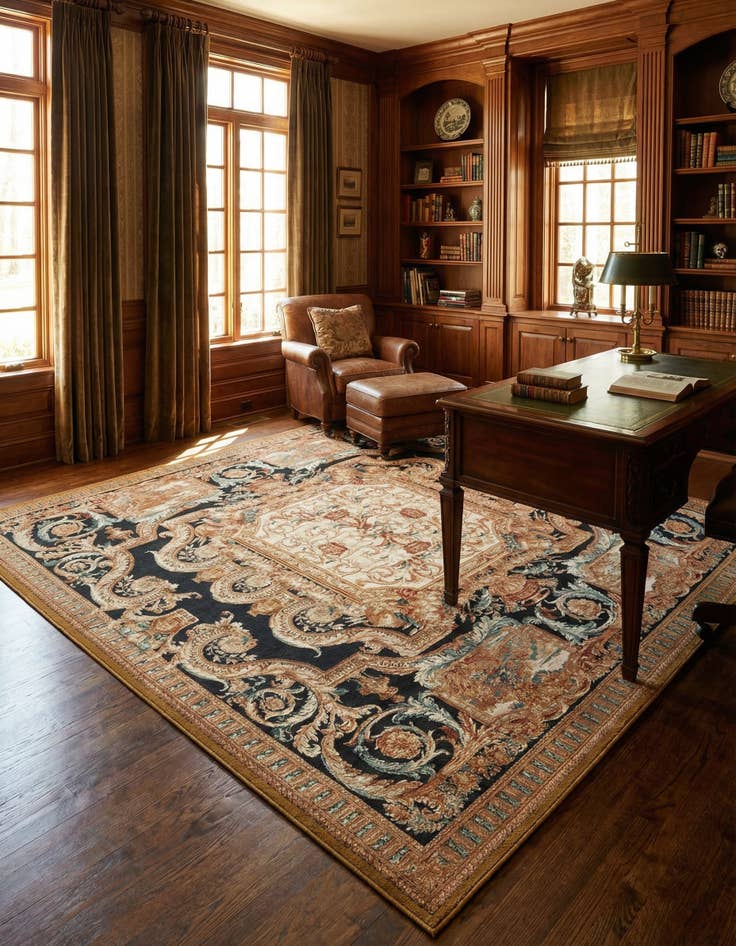 Detail image of 10' x 10'  Washable Traditional Indoor / Outdoor Square Rug