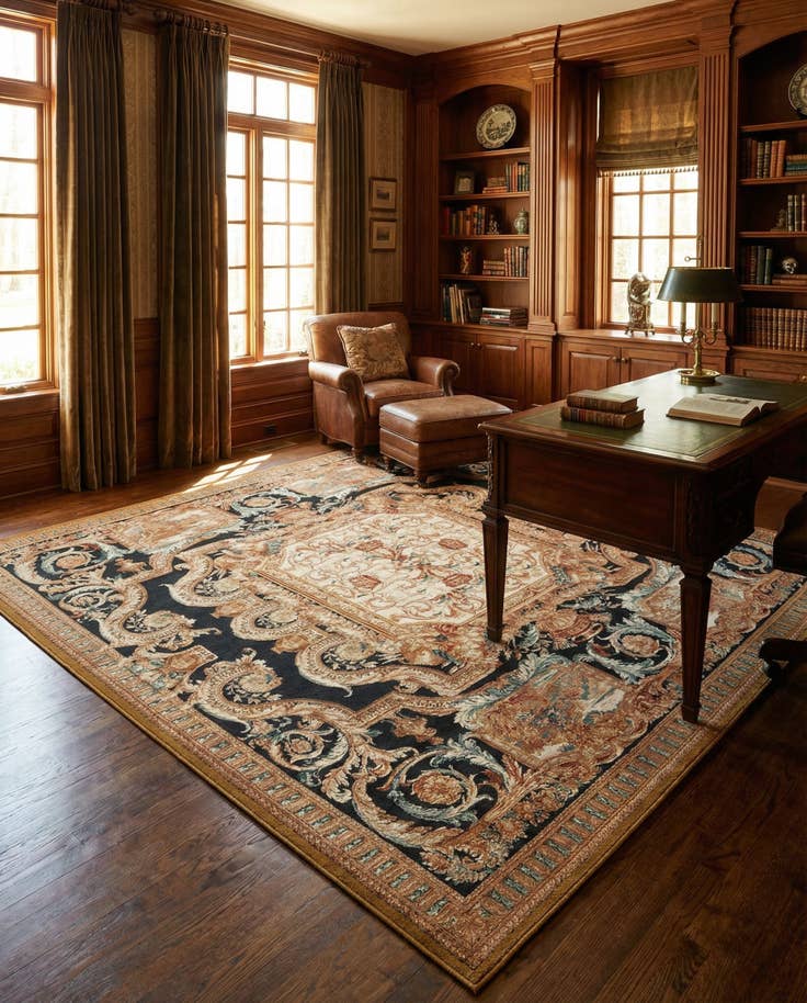 Detail image of 10' x 10' Easy-Clean Traditional Indoor / Outdoor Square Rug