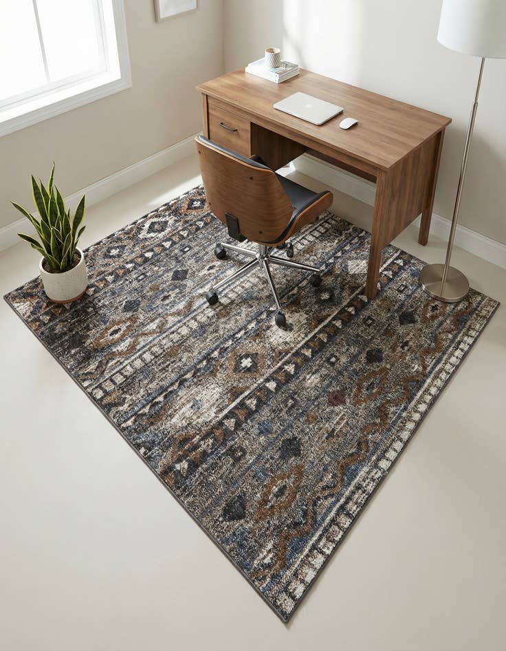 Detail image of  5' 3 x 5' 3 Eco Southwestern Square Rug