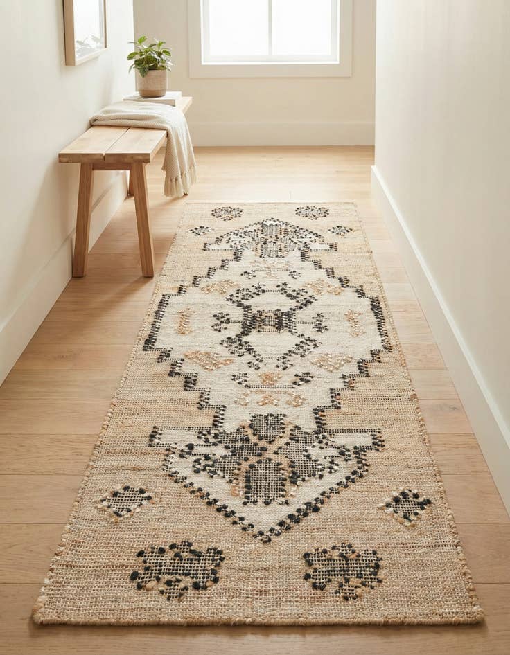 Detail image of 2' x 6' 1  Hand Woven Kala Handwoven Jute Runner Rug