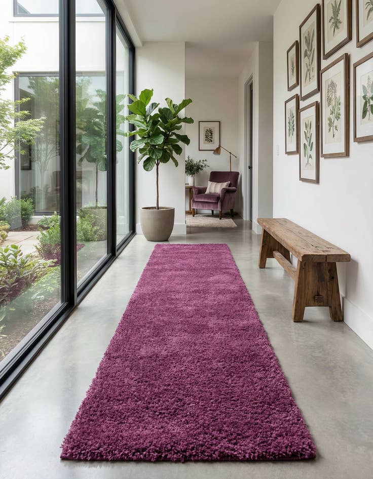 Detail image of 2' 7 x 13' Solid Shag Runner Rug