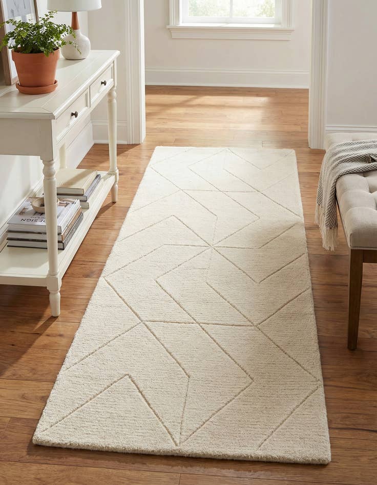 Detail image of  2' x 5' 1 WoolCraft Geometric Runner Rug