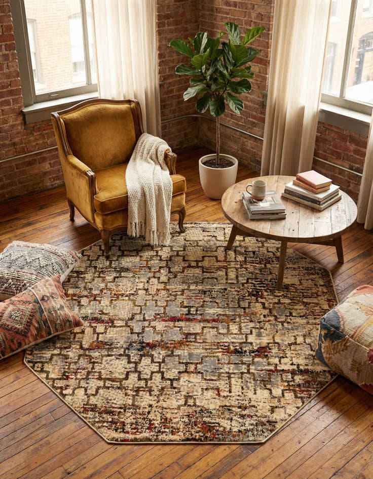 Detail image of  5' 3 x 5' 3 Saturn Octagon Rug