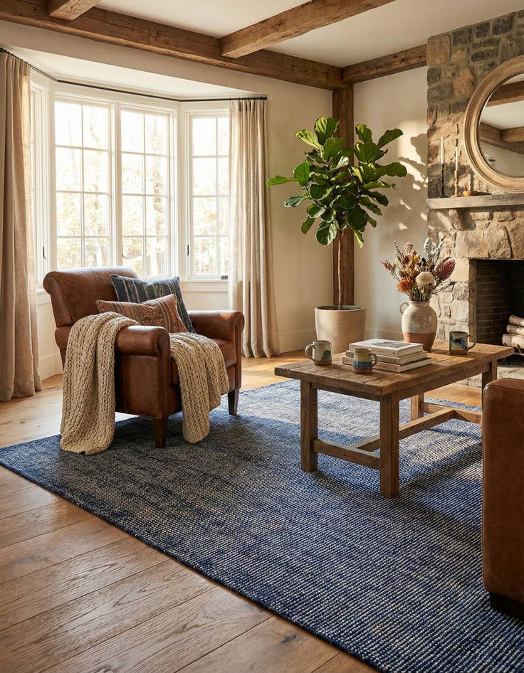 Detail image of 6' 1 x 9'  Hand Woven Jill Zarin English Manor Farmhouse Wool Rug