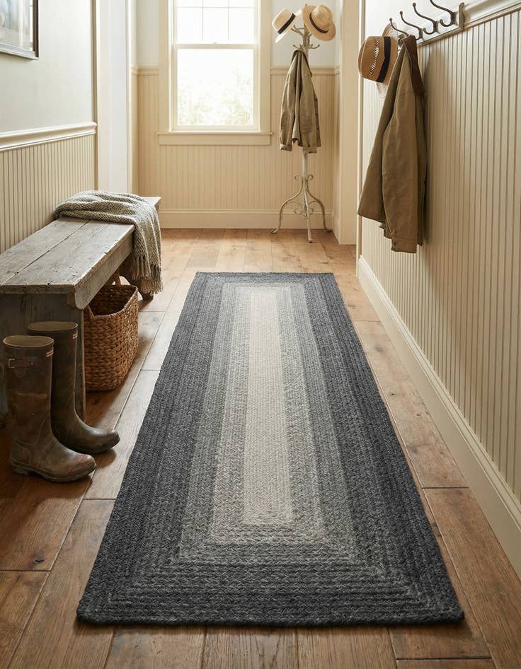 Detail image of 2' x 6' 1 Handmade Hand Braided Wool Runner Rug