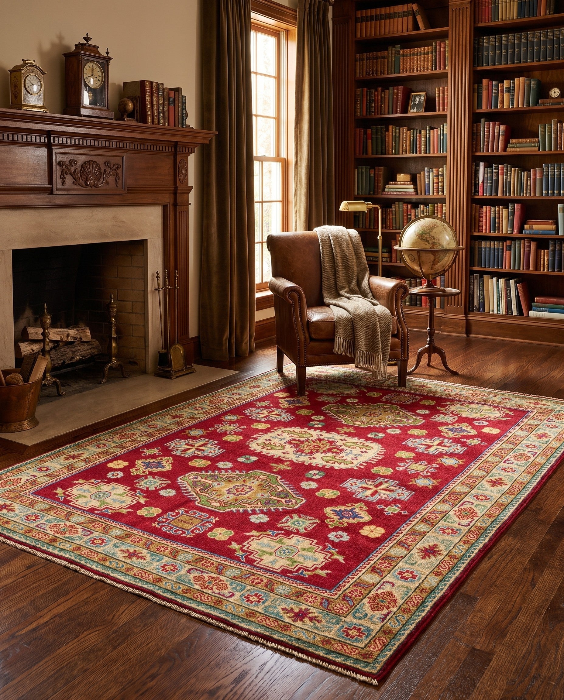 Detail image 3 of 10: 4' 11 x 6' 9 Hand Knotted Kazak Rug
