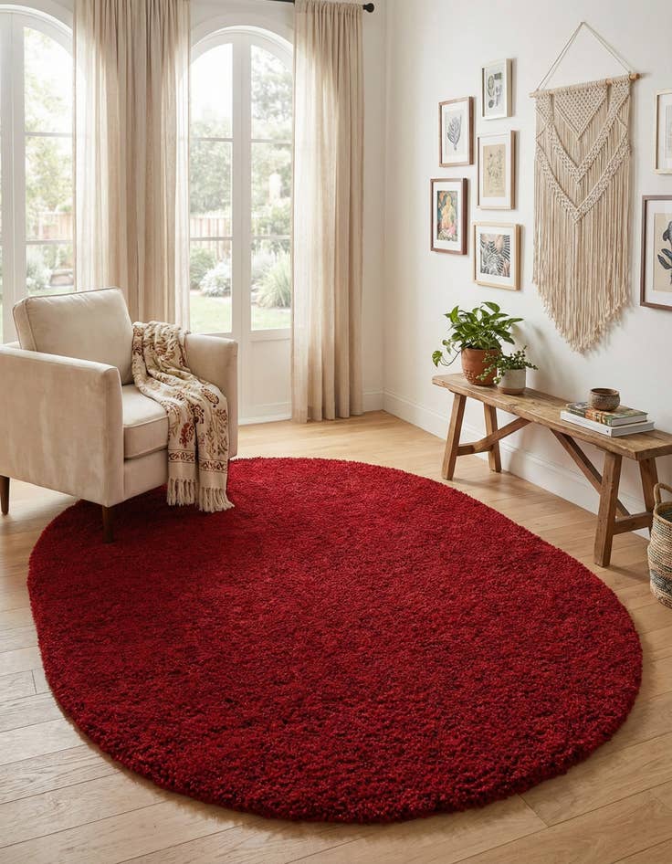 Detail image of 7' 10 x 10' Solid Shag Oval Rug