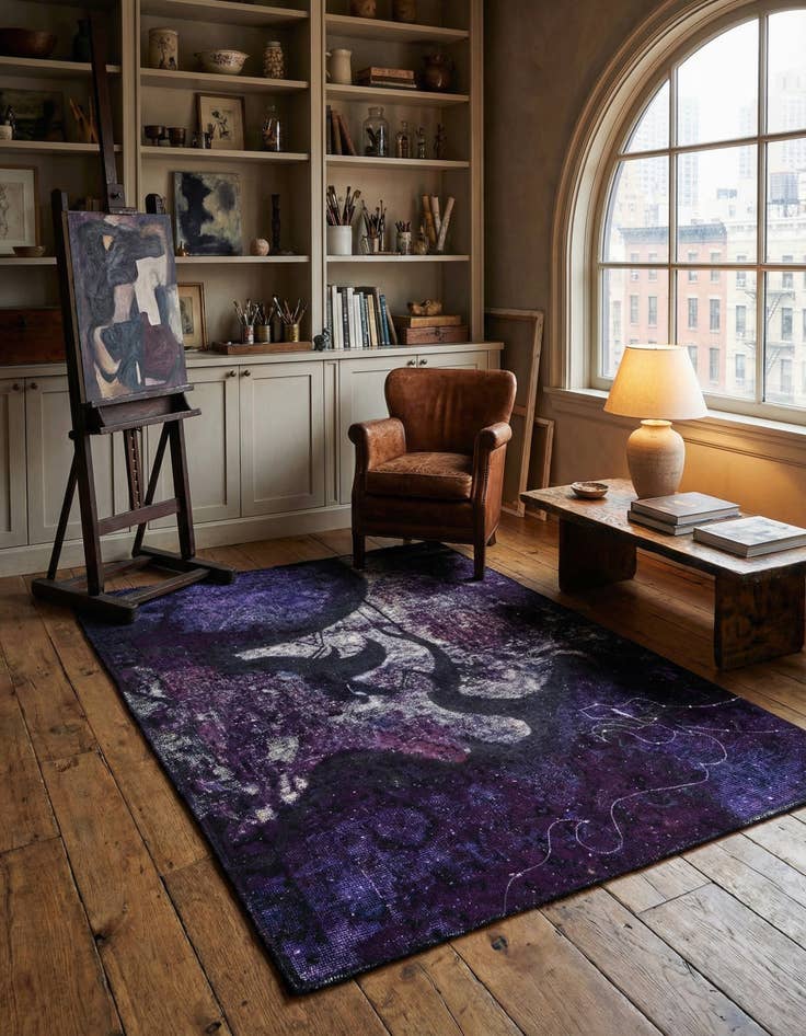 Detail image of 3' 7 x 4' 7 Hand Knotted Ultra Vintage Persian Wool Rug