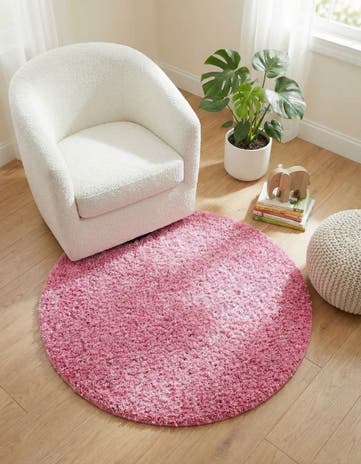 3' x 3' Solid Shag Round Rug