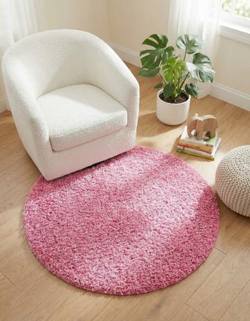 3' x 3' Solid Shag Round Rug