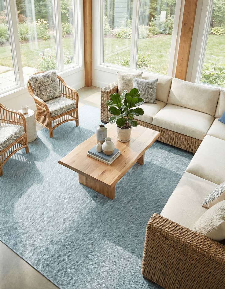 Detail image of 13' x 13'  Washable Solid Indoor / Outdoor Square Rug