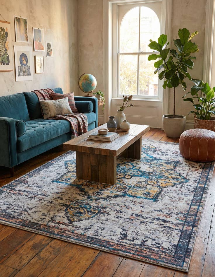 Detail image of 7' 10 x 11' Washable Francesca Rug