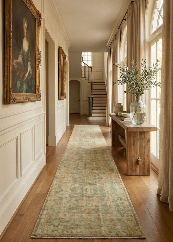 2' 8 x 9' 10 Hand Knotted Oushak Wool Runner Rug