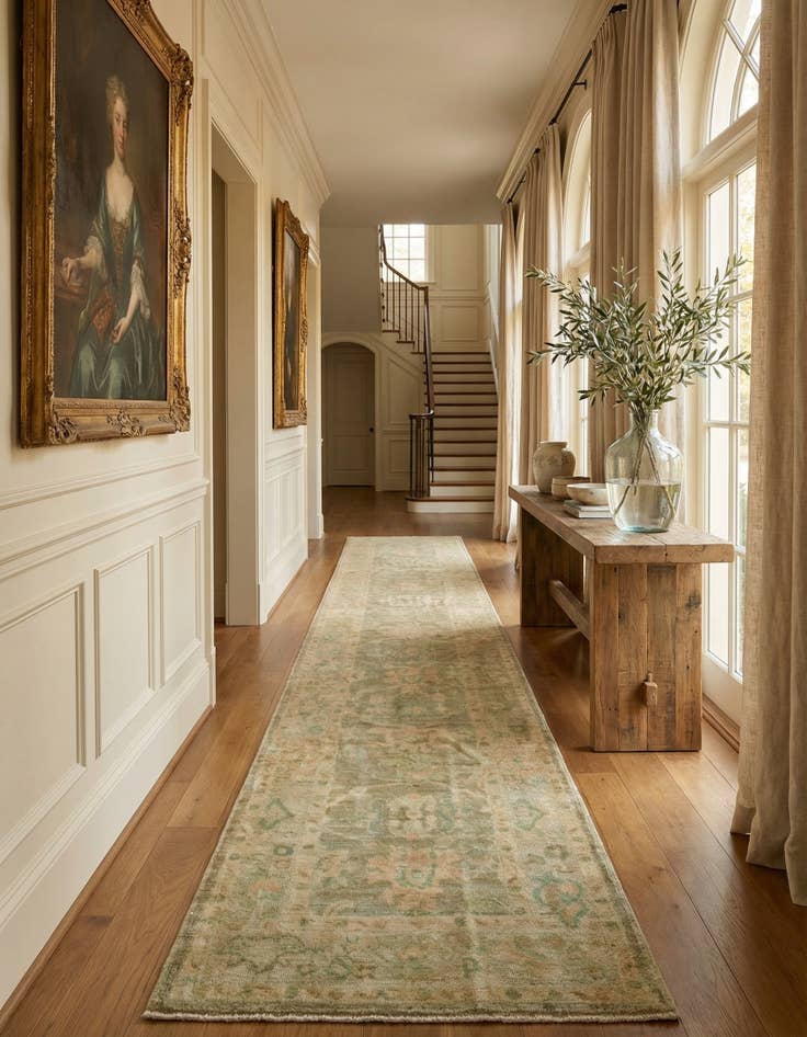 Detail image of 2' 8 x 9' 10 Hand Knotted Oushak Wool Runner Rug