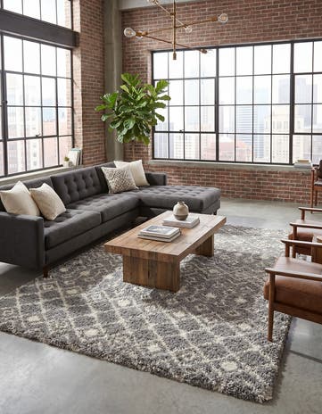 Gray Moroccan Trellis Shag Rug