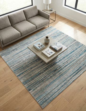 Ivory and Blue Finsbury Square Rug