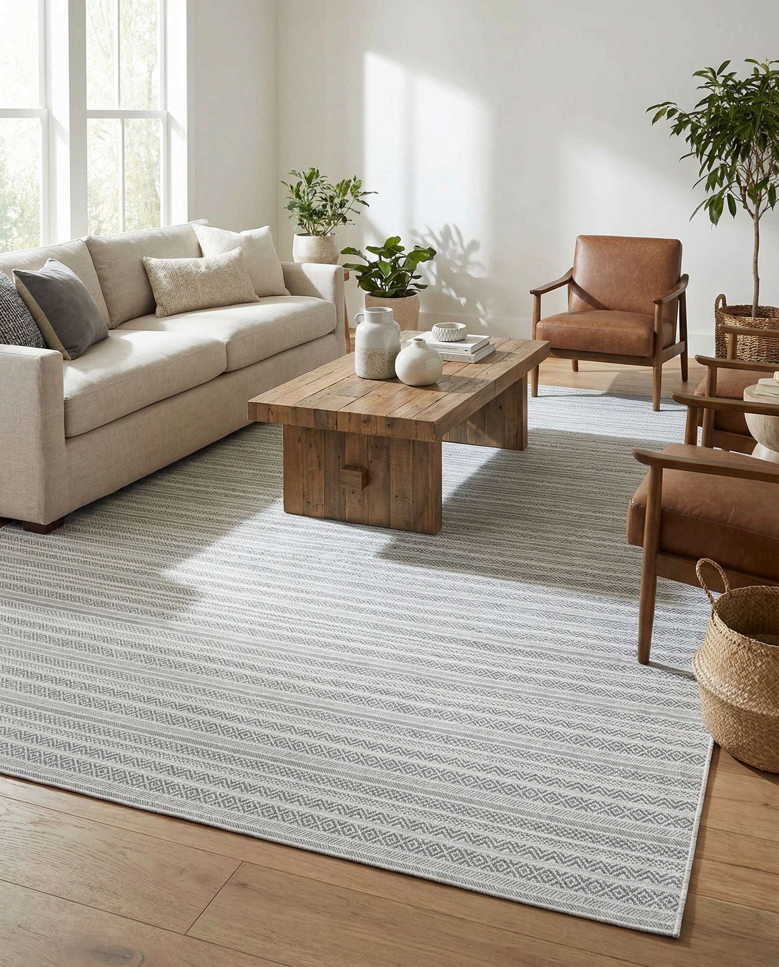 10' x 14' Easy-Clean Striped Indoor / Outdoor Rug
