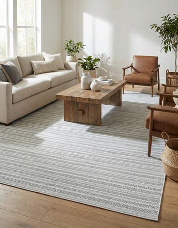 10' x 14' Easy-Clean Striped Indoor / Outdoor Rug