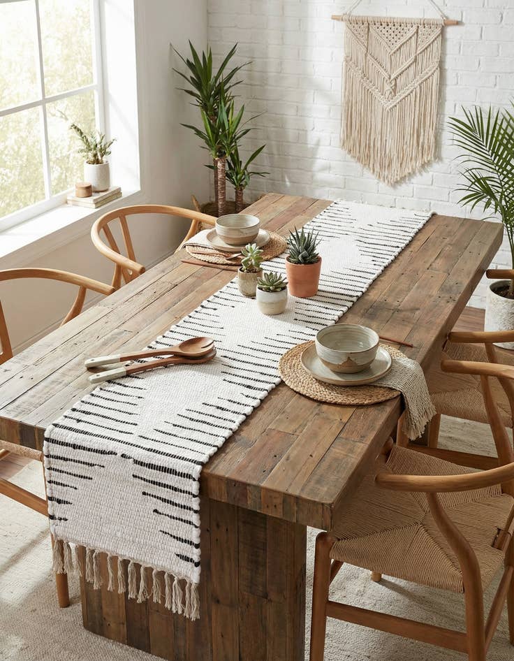 Detail image of 1' 2 x 8'  Hand Woven Chindi Cotton Table Runner Rug