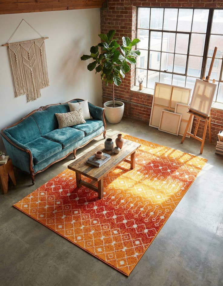 Detail image of 5' 3 x 8' Moroccan Trellis Rug