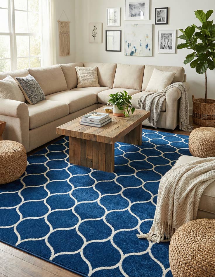 Detail image of 7' 10 x 10' Lattice Frieze Rug