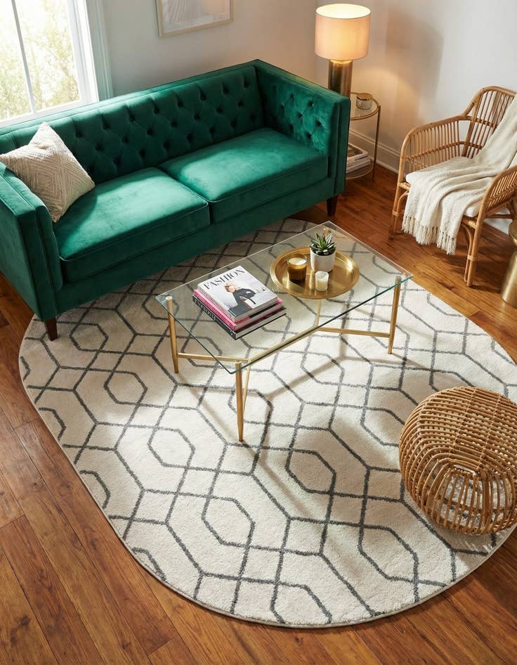 Detail image of 5' 3 x 8' Marilyn Monroe&trade; Glam Trellis Oval Rug