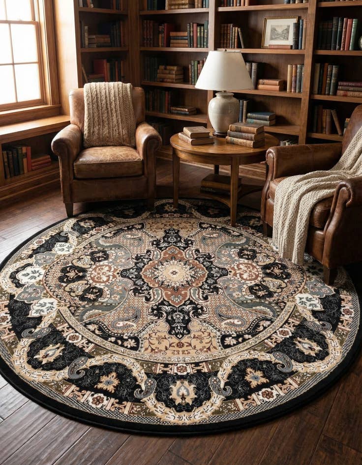 Detail image of 7' 10 x 7' 10 Nain Design Round Rug