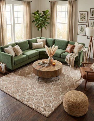 Light Brown Lattice Shag Rug