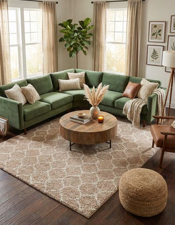 Light Brown Lattice Shag Rug