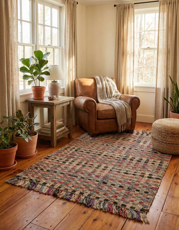 Detail image of 4' 1 x 6' 1 Hand Woven Chunky Jute Rug