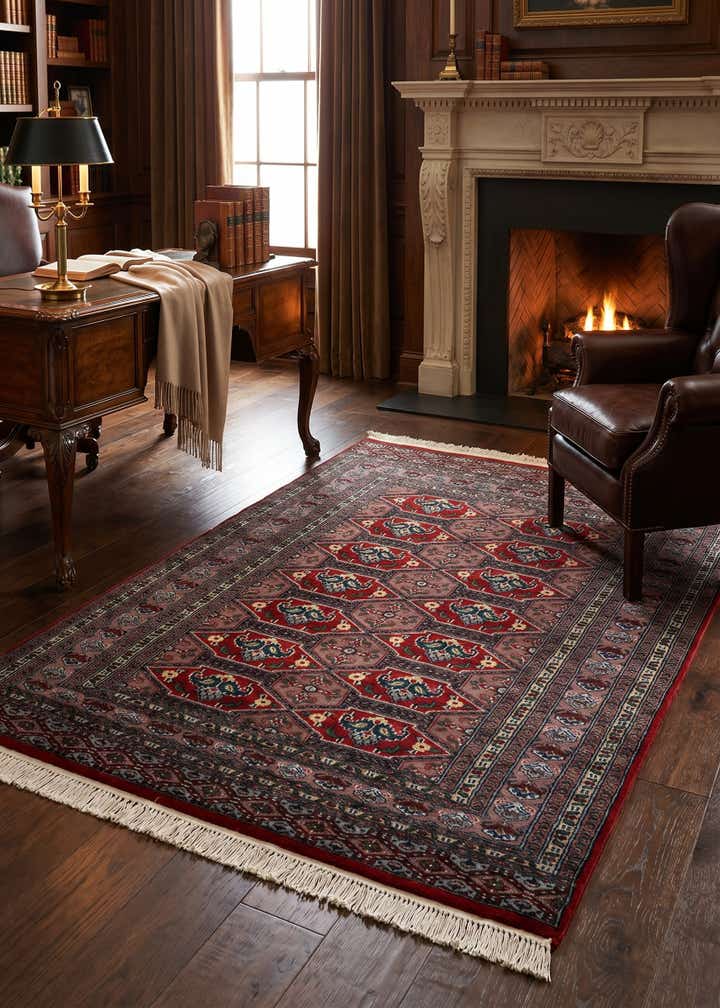 4' 3 x 5' 10 Hand Knotted Bokhara Oriental Wool Rug
