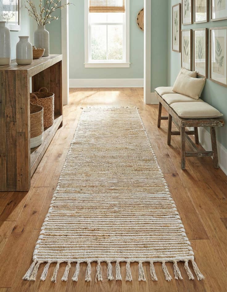 Detail image of 2' 7 x 10'  Hand Woven Chindi Jute Runner Rug