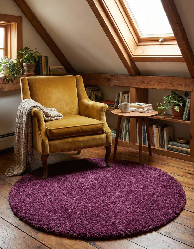 Detail image of 3' x 3' Solid Shag Round Rug