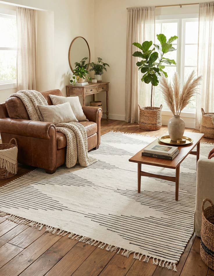 Detail image of 8' x 11'  Hand Woven Chindi Cotton Rug