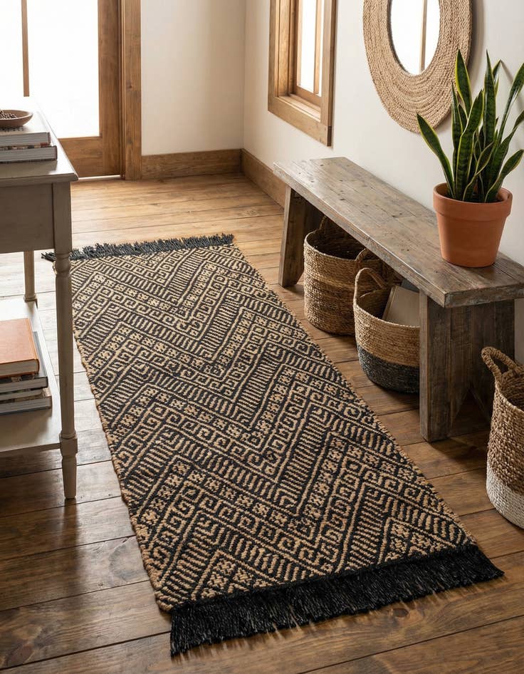 Detail image of 2' x 5' 1  Hand Braided Jute Runner Rug