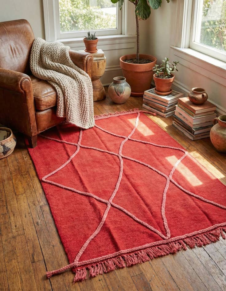 Detail image of 3' 6 x 4' 10 Hand Knotted Moroccan Wool Rug