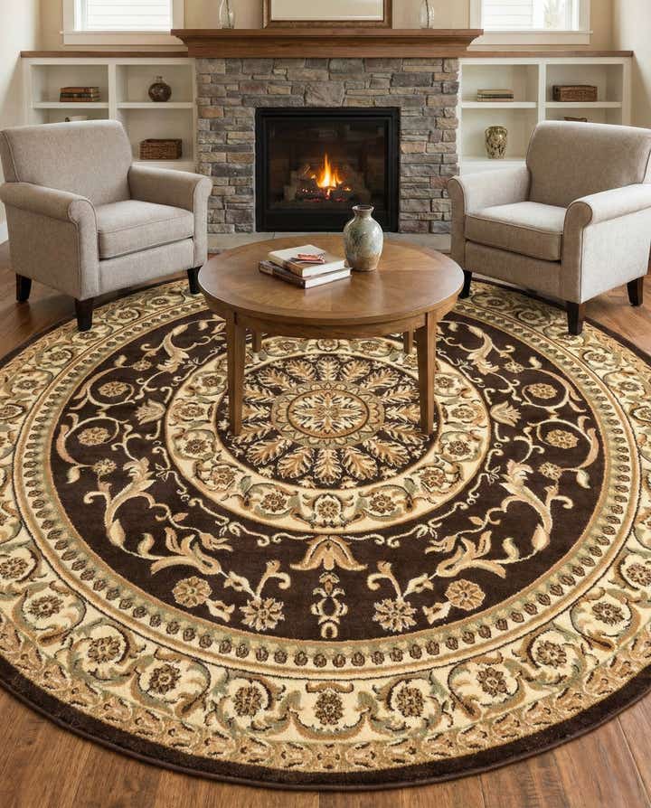240cm x 240cm Klassieke Aubusson Rond Vloerkleed