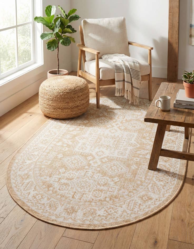 Detail image of 3' x 5' 3  Washable Aztec Indoor / Outdoor Oval Rug