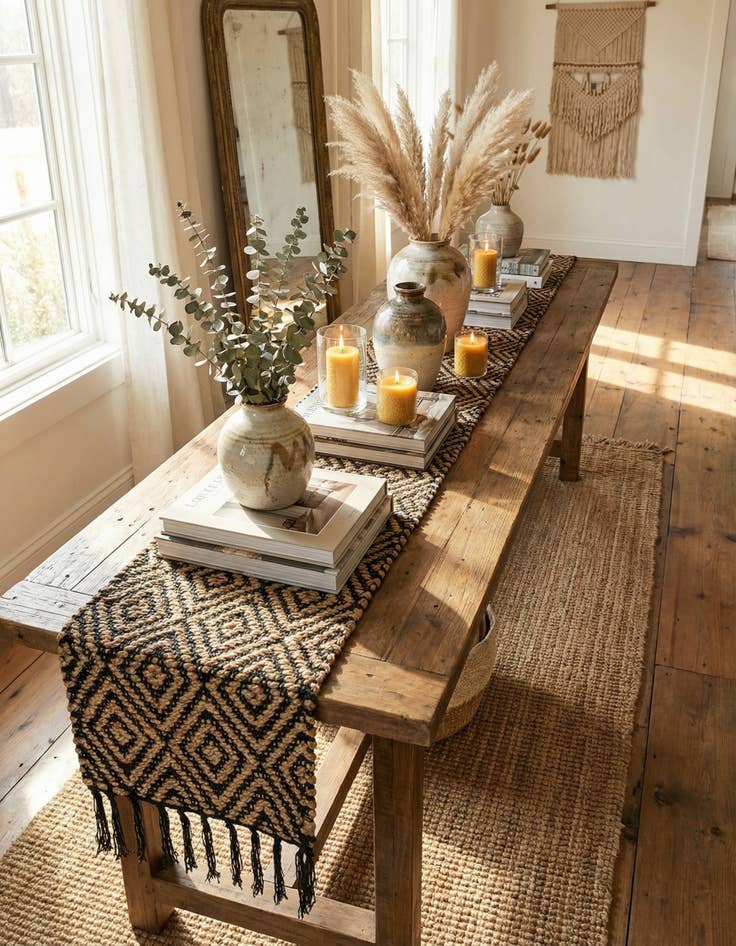 Detail image of 1' 2 x 10'  Hand Woven Braided Jute Table Runner Rug