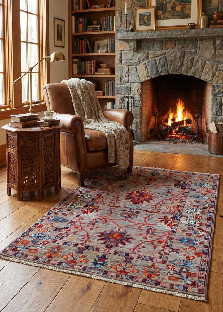 3' 4 x 4' 11 Hand Knotted Ariana Ziegler Rug