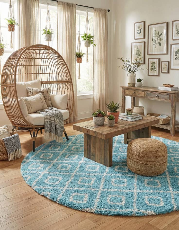 Detail image of 7' 10 x 10' Lattice Shag Oval Rug