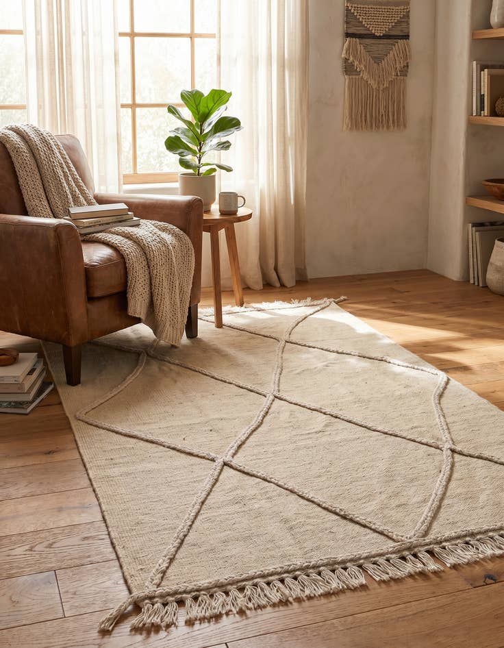 Detail image of 3' 4 x 5' Hand Knotted Moroccan Wool Rug