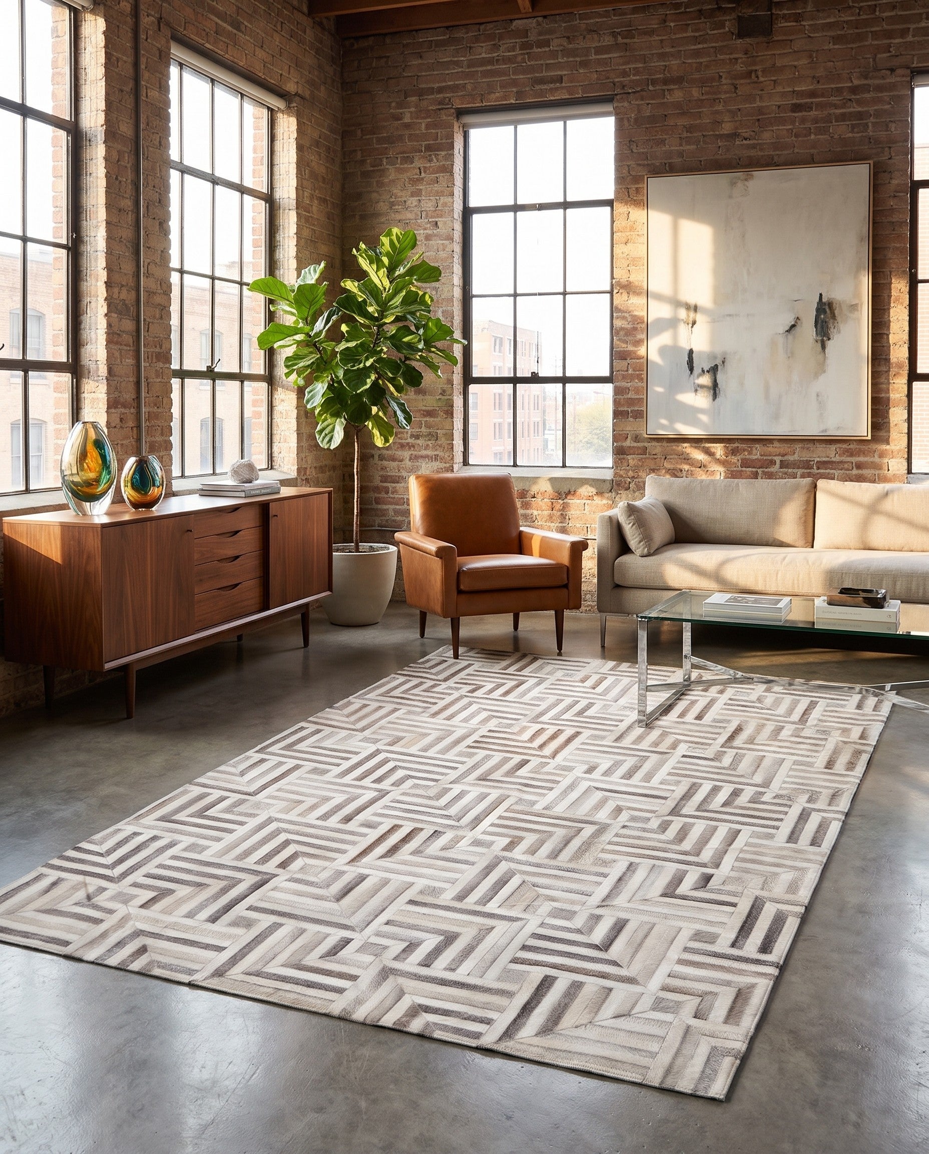 155cm x 245cm Cowhide - Patchwork Teppich